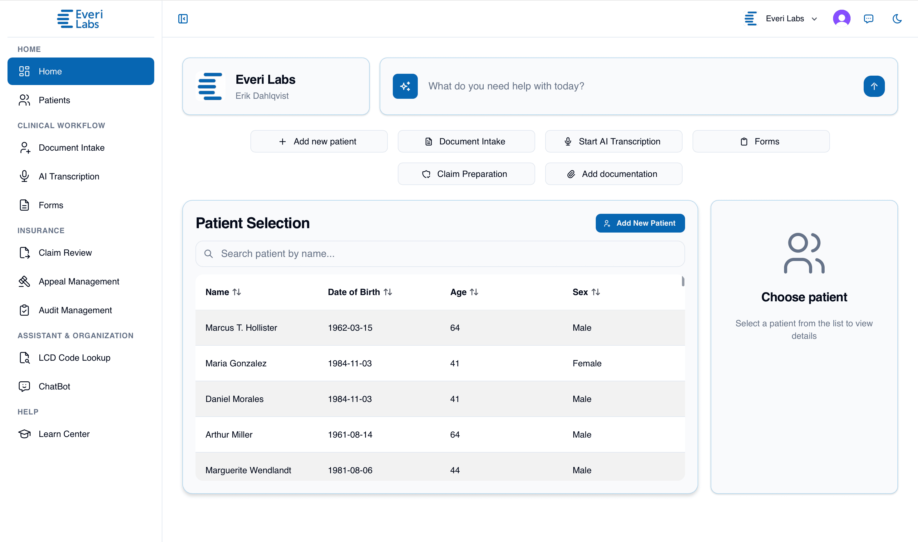 Everi Labs product dashboard